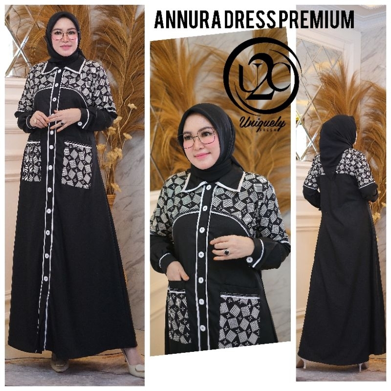 ANNURA DRESS PREMIUM BY BUTIK U2C MOTIF BATIK MADINA IMPORT PREMIUM KANCING DEPAN BUSUI FRIENDLY MEW