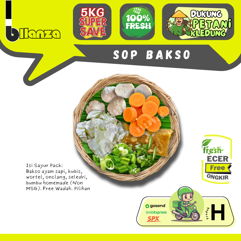 

Bllanza | Sop Bakso 1 / 2 Pack — Sayur Pack — Sahabat Makan Sayur ECER (H)
