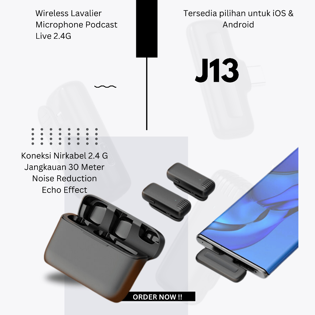 SENXIN Wireless Lavalier Microphone Podcast Live 2.4G USB Type C 2 Mic - J13 - untuk konten kreator 