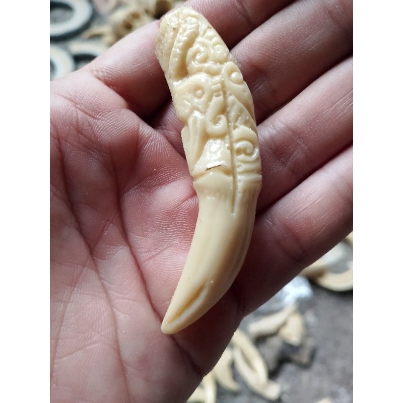 liontin kalung taring harimau ukir