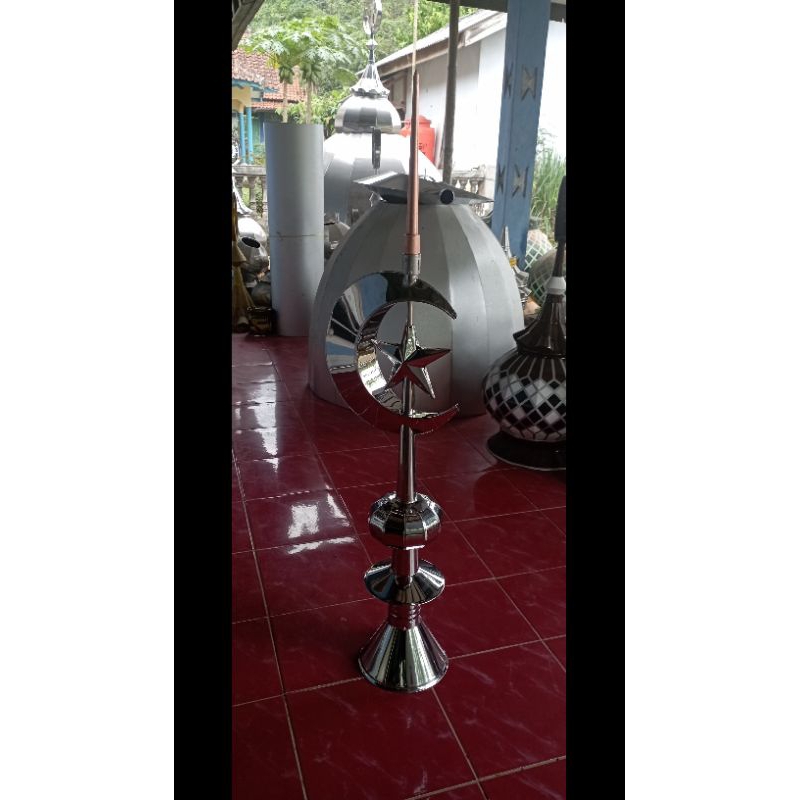 Ornamen bulan bintang stainless steel untuk kubah masjid