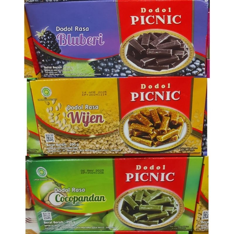 

Dodol picnic 200gr rasa cocopandan wijen blueberry if