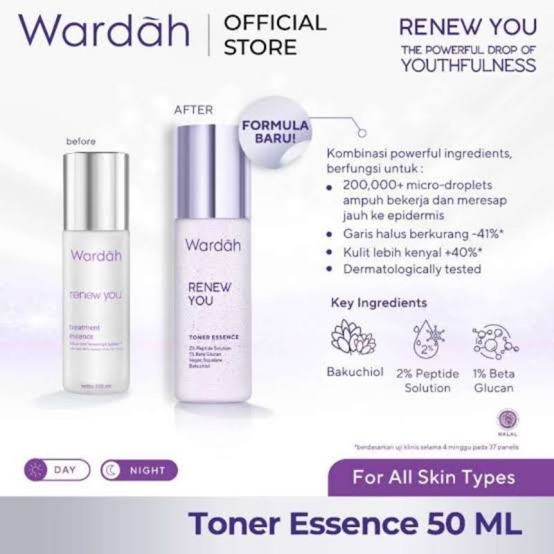WARDAH RENEW YOU TREATMENT ESSENCE 50 ML/WARDAH RENEW YOU TONER ESSENCE 50ML