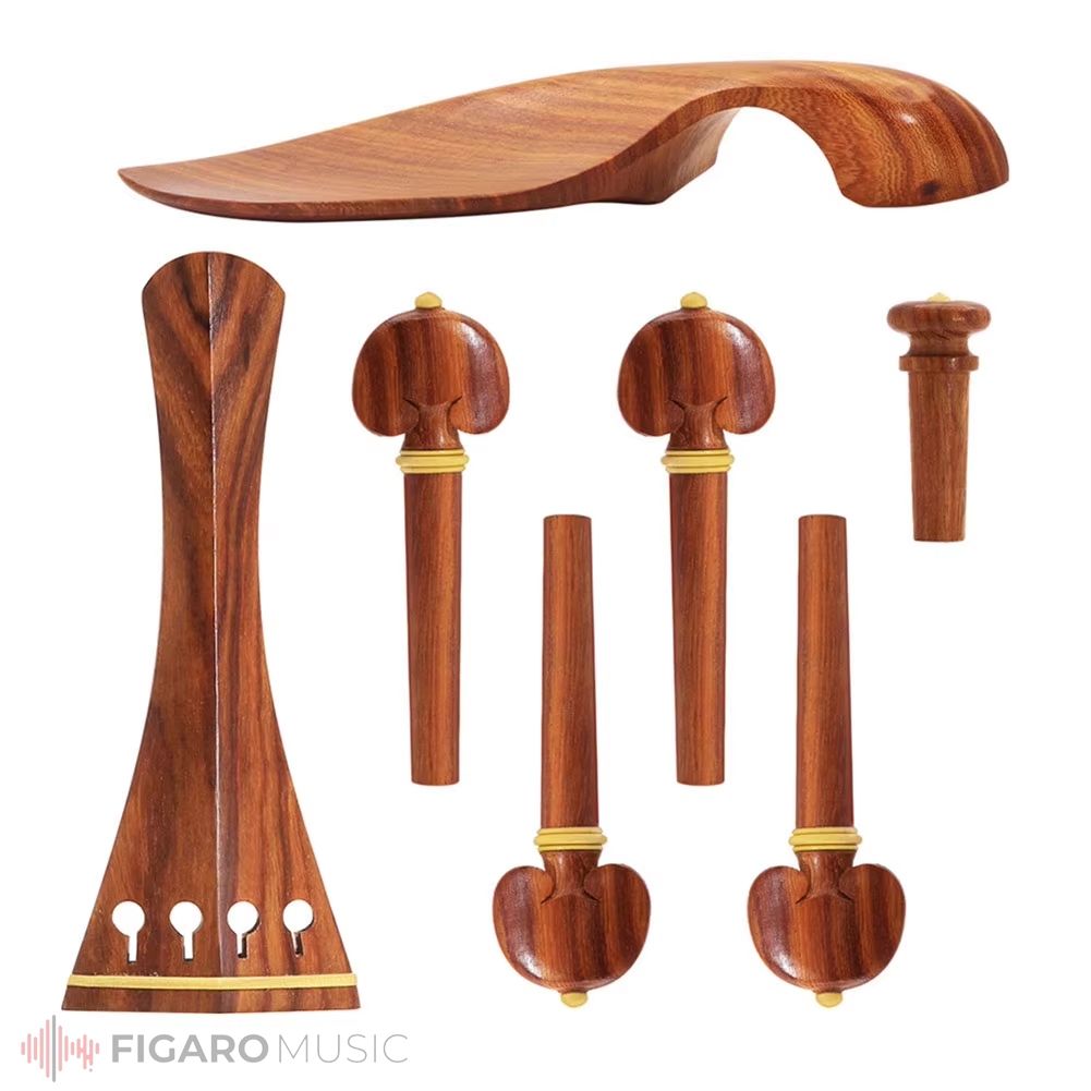 Set Parts Biola/Violin Rosewood - Peg,Chinrest,Tailpiece,Endpin - Rosewood Violin Part