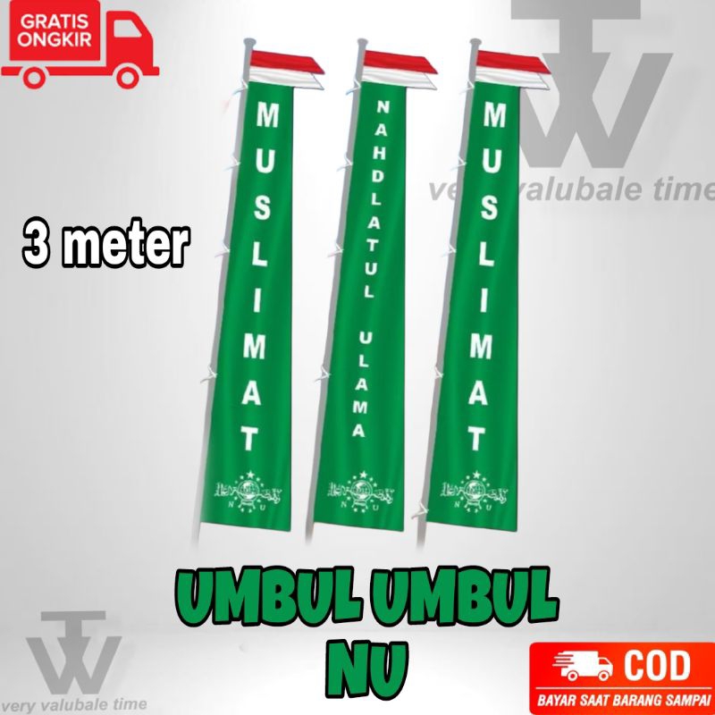 Umbul Umbul NU 3 Meter/Umbul Umbul Nadhatul Ulama/Umbul Umbul Muhammadiyah/Bendera NU/Umbul Umbul IP