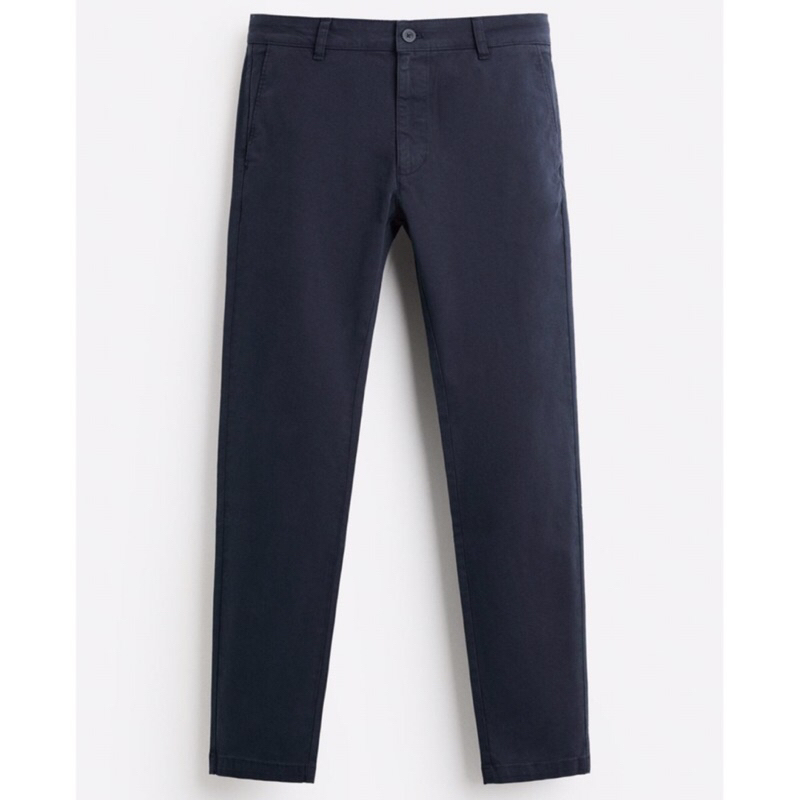 ZARA Men Skinny Fit Chino Trousers Celana Panjang Pria Navy