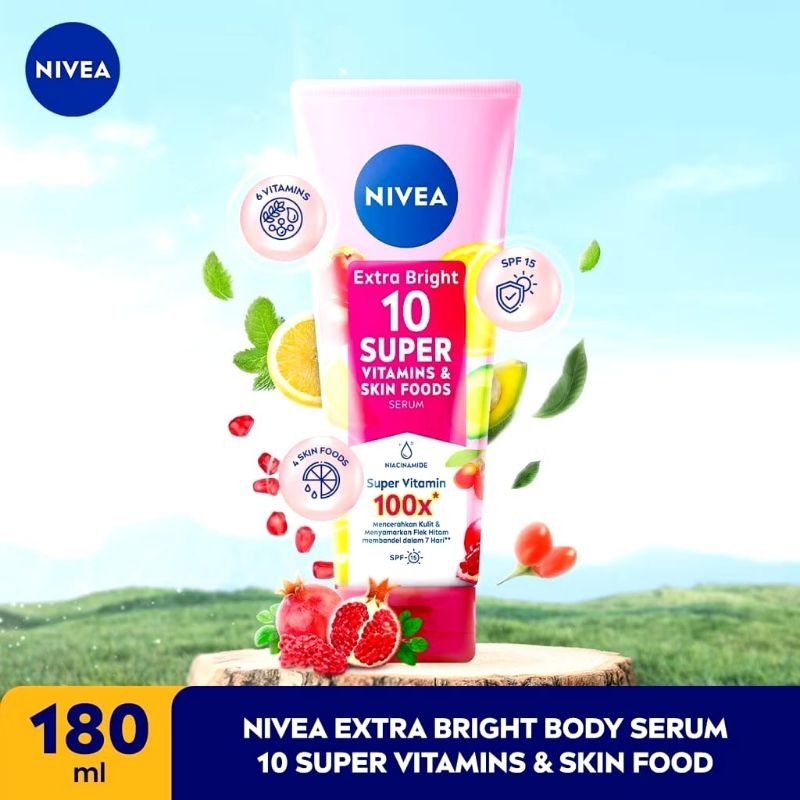 HAND AND BODY NIVEA  extra bright 10 super vitamin & skin foods serum | Lotian Nivea Buah | handbody