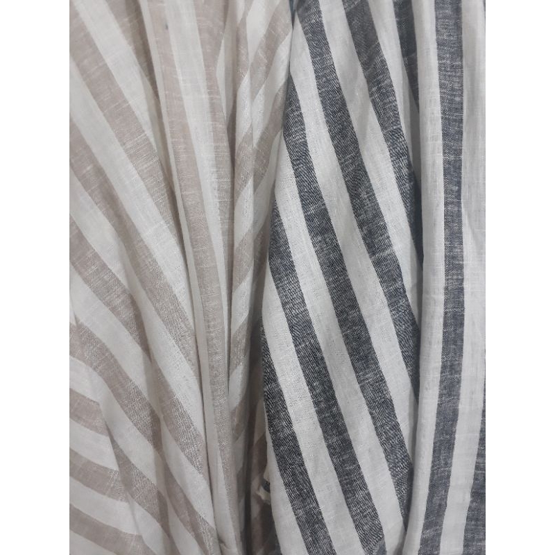 Kain Linen Salur Bahan Katun Linen Stripe Barbiz Import Motif Garis Eceran Per Setengah Meter.