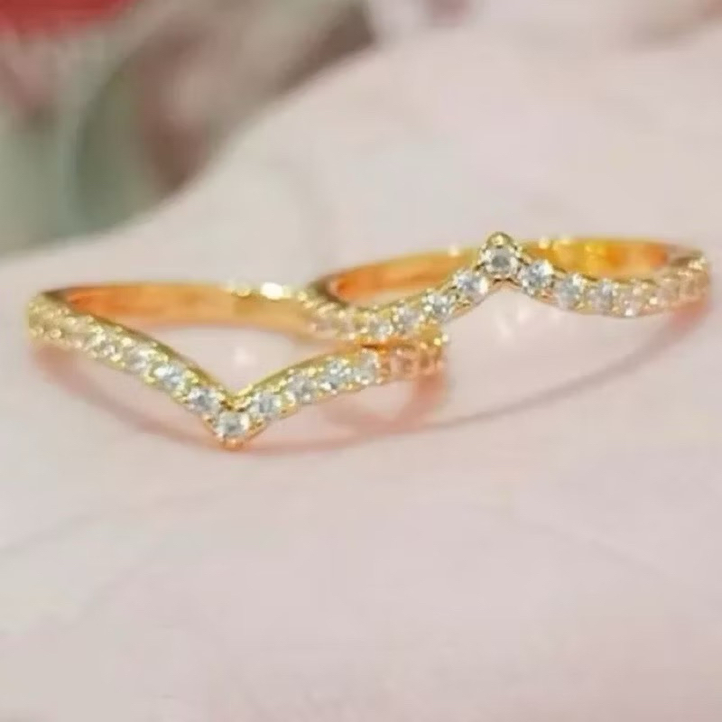 Cincin Fuji Titanium Viral Murah Permata V Perhiasan Wanita Simple Terbaru Anti Karat