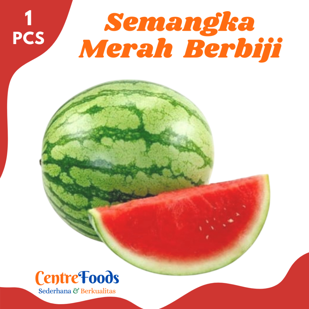 SEMANGKA MERAH Berbiji - Buah Semangka Merah Berbiji Fresh | 1 Buah - Berat 3-4 Kg [ Harga Per PCS ]