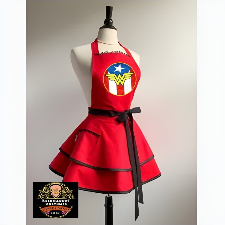 WONDERWOMANN Apronskirt Cosplay Party Pesta Halloween Kostum Premium Hitam Pria Wanita Dewasa Superh