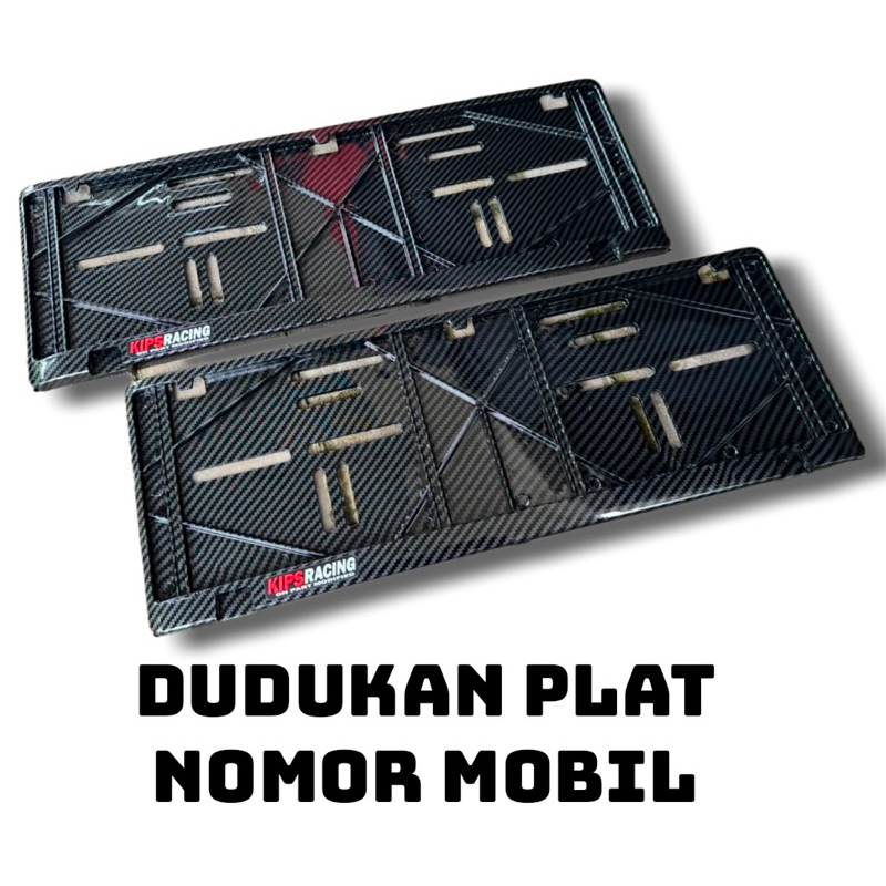 DUDUKAN PLAT MOBIL CARBON HITAM GLOSY ▪️dudukan plat nomor mobil carbon kips racing plat nomor mobil