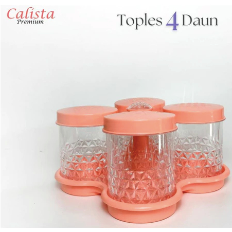 4 pcs Toples + 1pc Nampan Calista Crystal / Toples Pastel / Tonam Toples Plastik Set / Toples Nampan