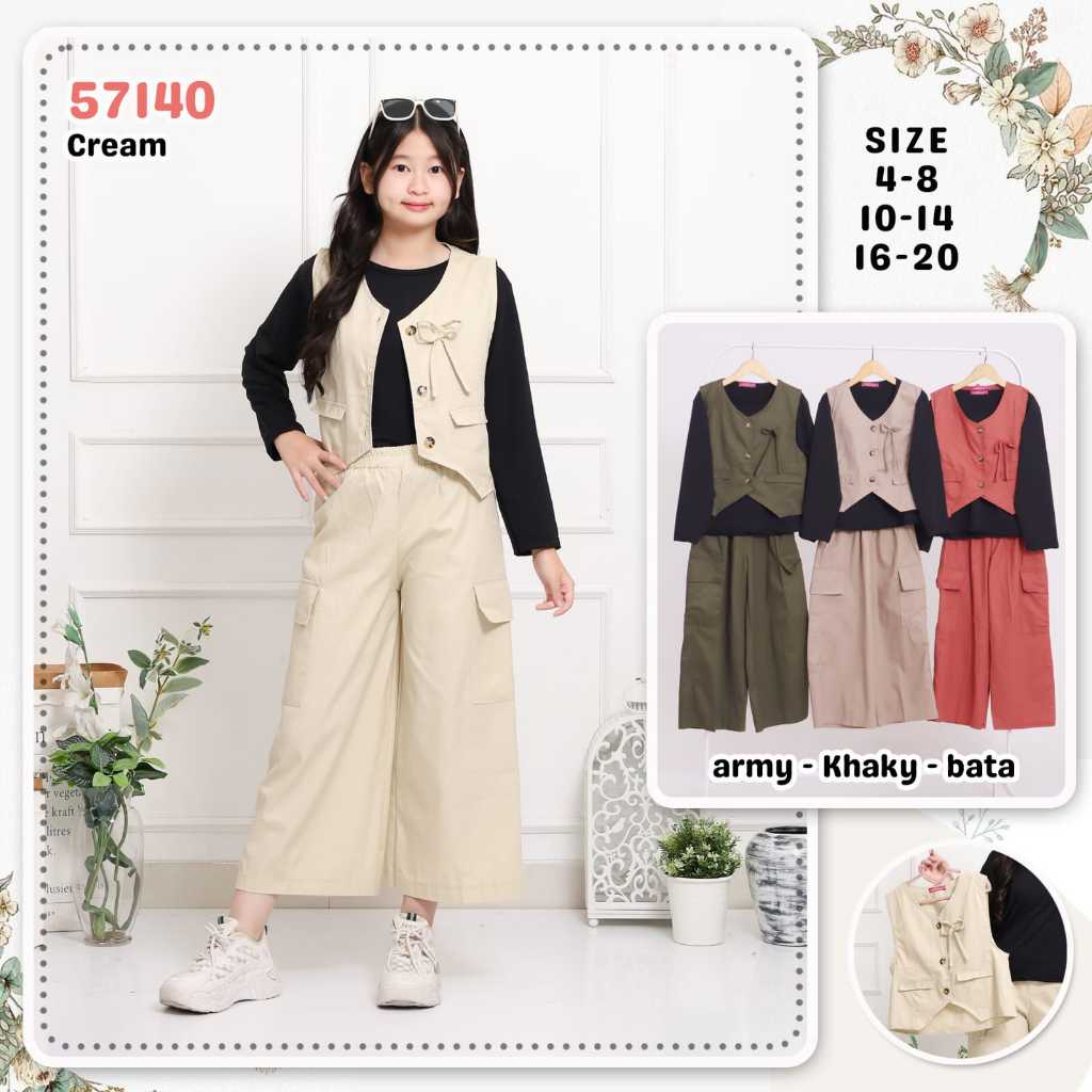 GROSIR 3set Setelan Kulot CATHERINE KIDS (3in1) 468 (4-6th) / Setelan Anak Catherine Kids / Set Anak