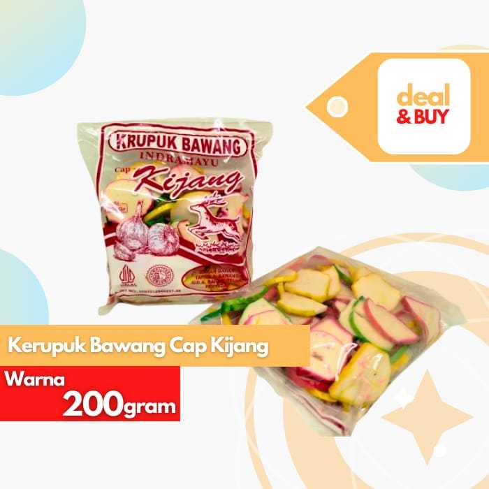 

Kerupuk Bawang Warna - Putih Cap Kijang 200gr