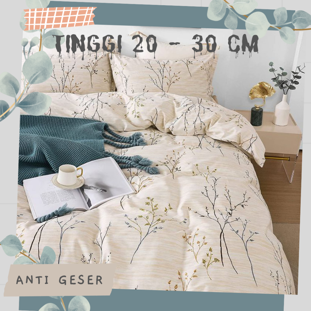 DRS Sprei Anti Geser Double Karet Motif Abstrak Aesthetics Microsilk Ukuran 160 180 200 Tinggi 20 - 