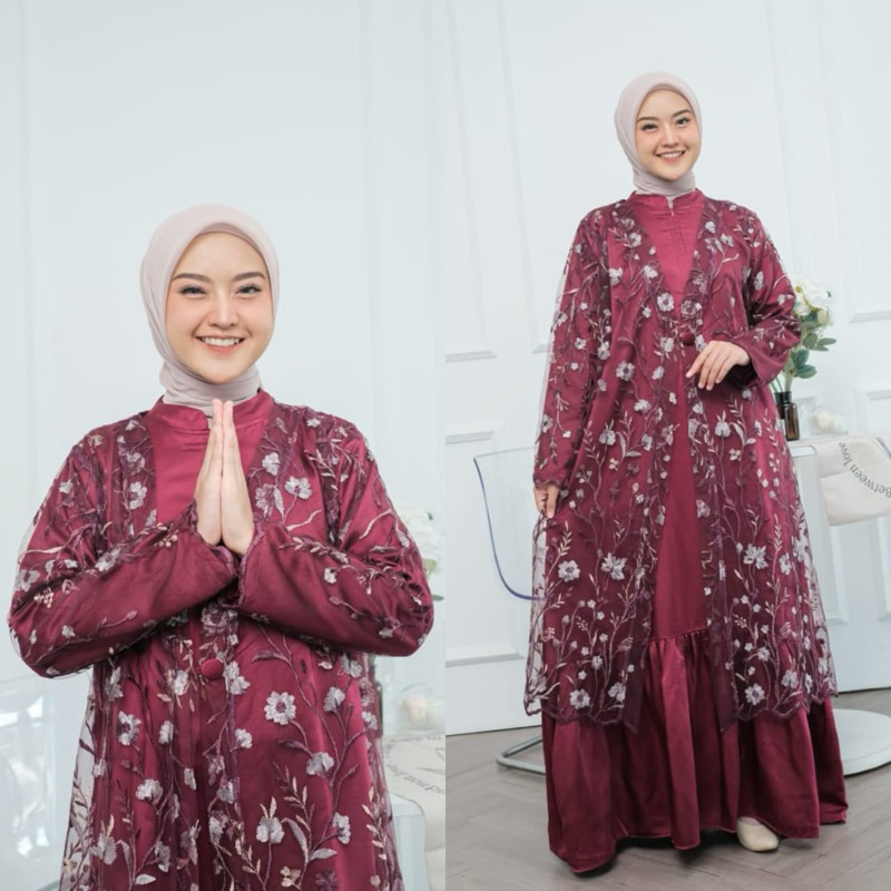 Gamis Set Outer Wanita Terbaru Outer Gamis Syar’i Modern