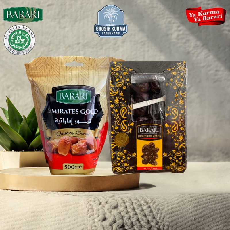 

PAKET BUNDLING BARARI Emirates Gold Pouch Kurma Emirat Premium Dates High Quality Tekstur Kering dan Lembut - 500gr + Kurma Barari Bam / Mazafati 625Gr