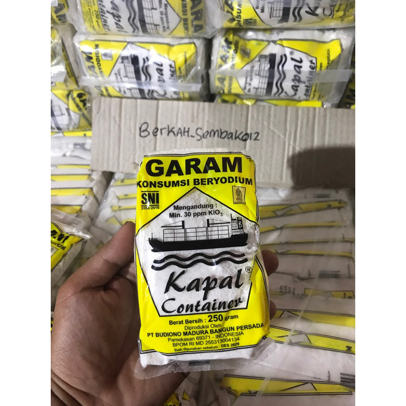 

1 pcs garam halus beryodium cap kapal container kemasan 250gram