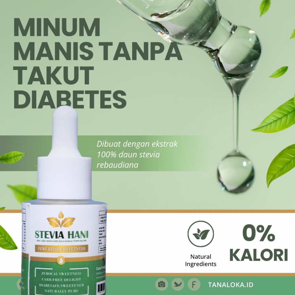 

Stevia Hani Pemanis alami tanpa kadar gula cocok untuk penderita diabetes kemasan 15ml