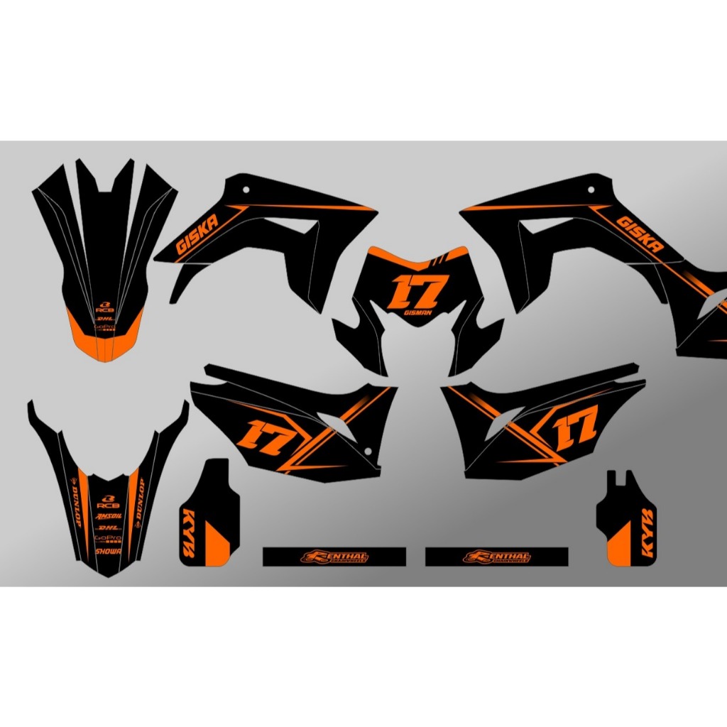 Decal Honda Crf 150l simpel hitam kombinasi orange