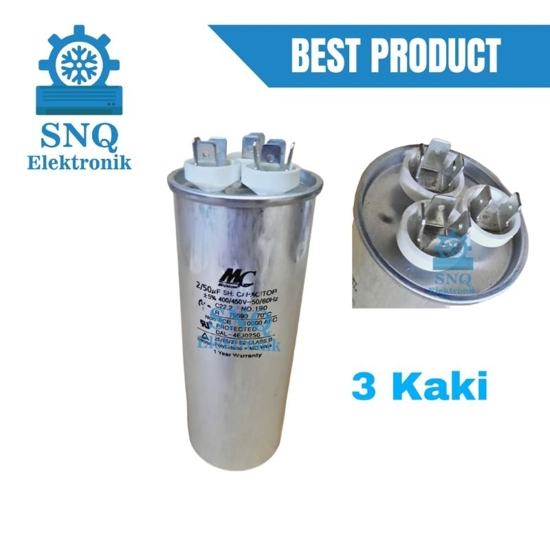 Capasitor AC 2,5 PK MC 50/2 uf 400/450 VAC - Kapasitor AC MC 50+2 uf bisa untuk merk Panasonic, LG d