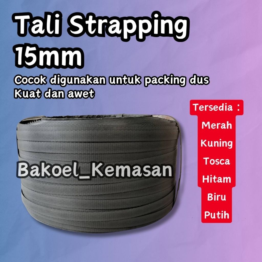 Bahan Anyaman Kerajinan Warna Hitam / Tali Strapping Straping Band 15mm / Tali Packing Kuat / Tali K