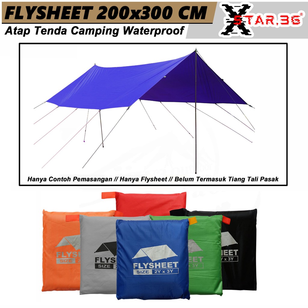 flysheet tenda outdoor 2 x 3 yard atap tenda camping waterproof 2x3 kanopi outdoor anti air