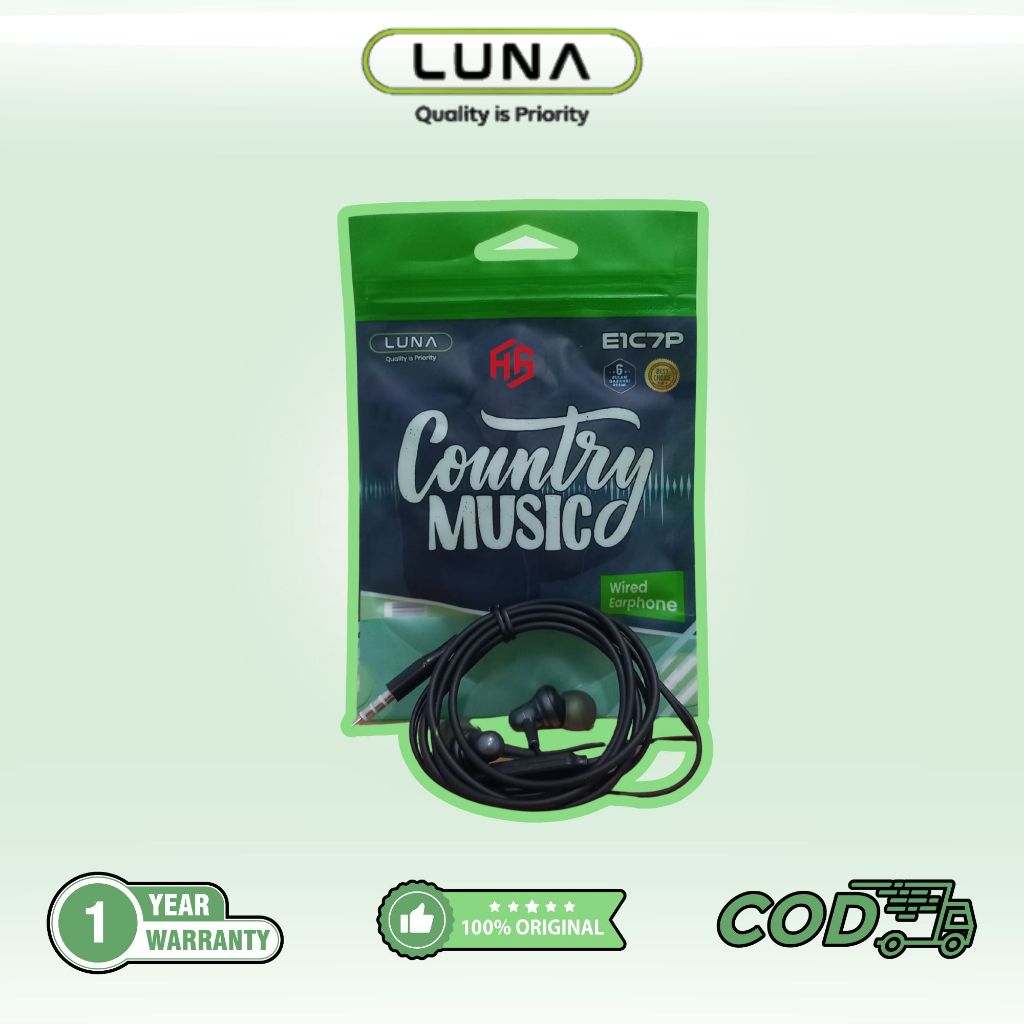 Luna Wired Earphone E1C7P 120cm-Black
