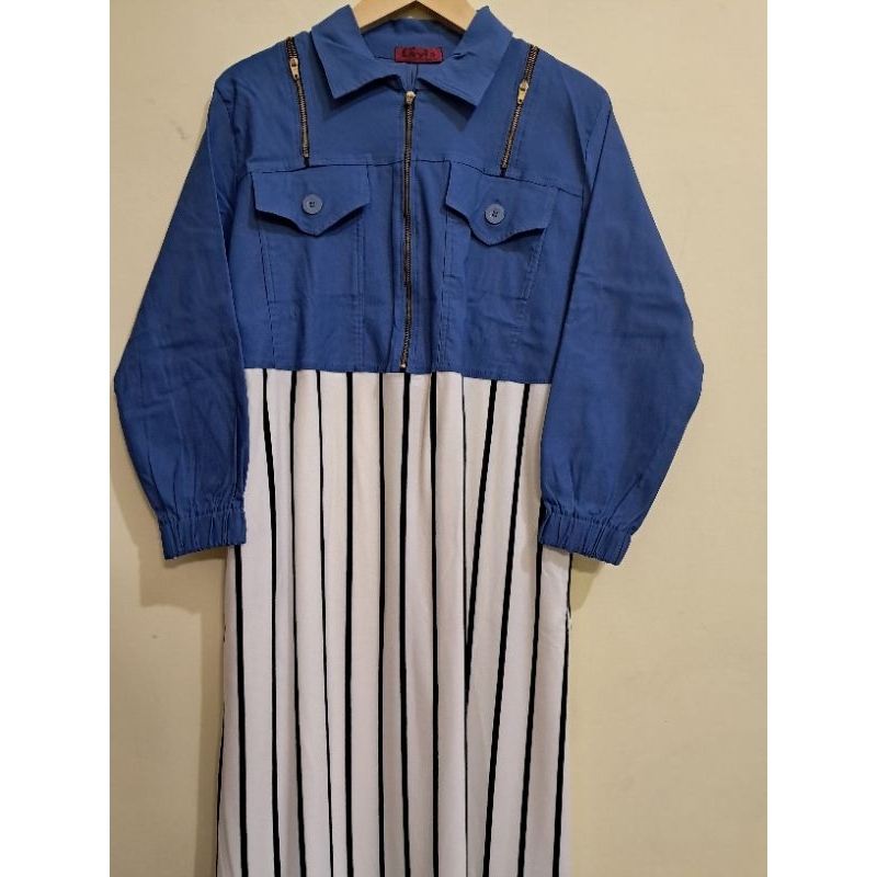 gamis pensil garis garis wanita