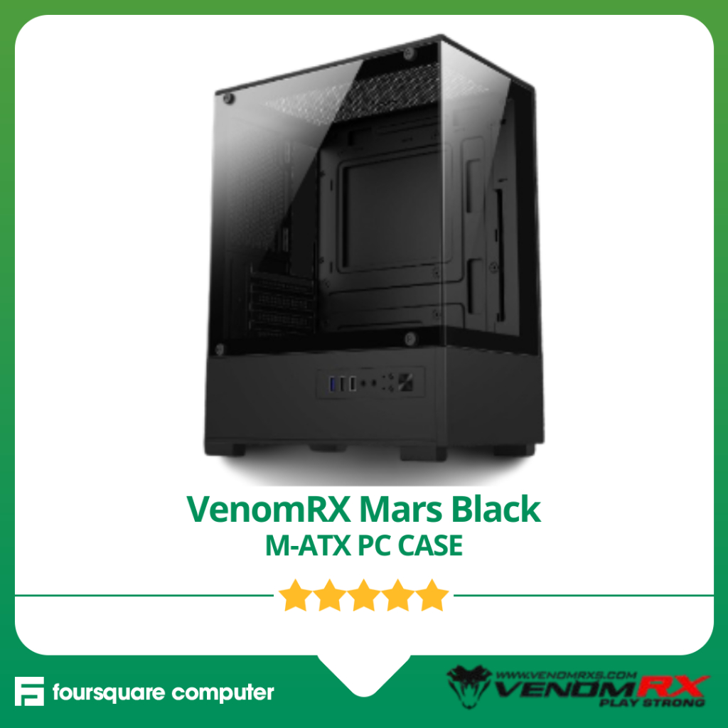 VenomRX Mars Black M-ATX + 3 Fan 12cm RGB | CPU PC Case Casing Komputer