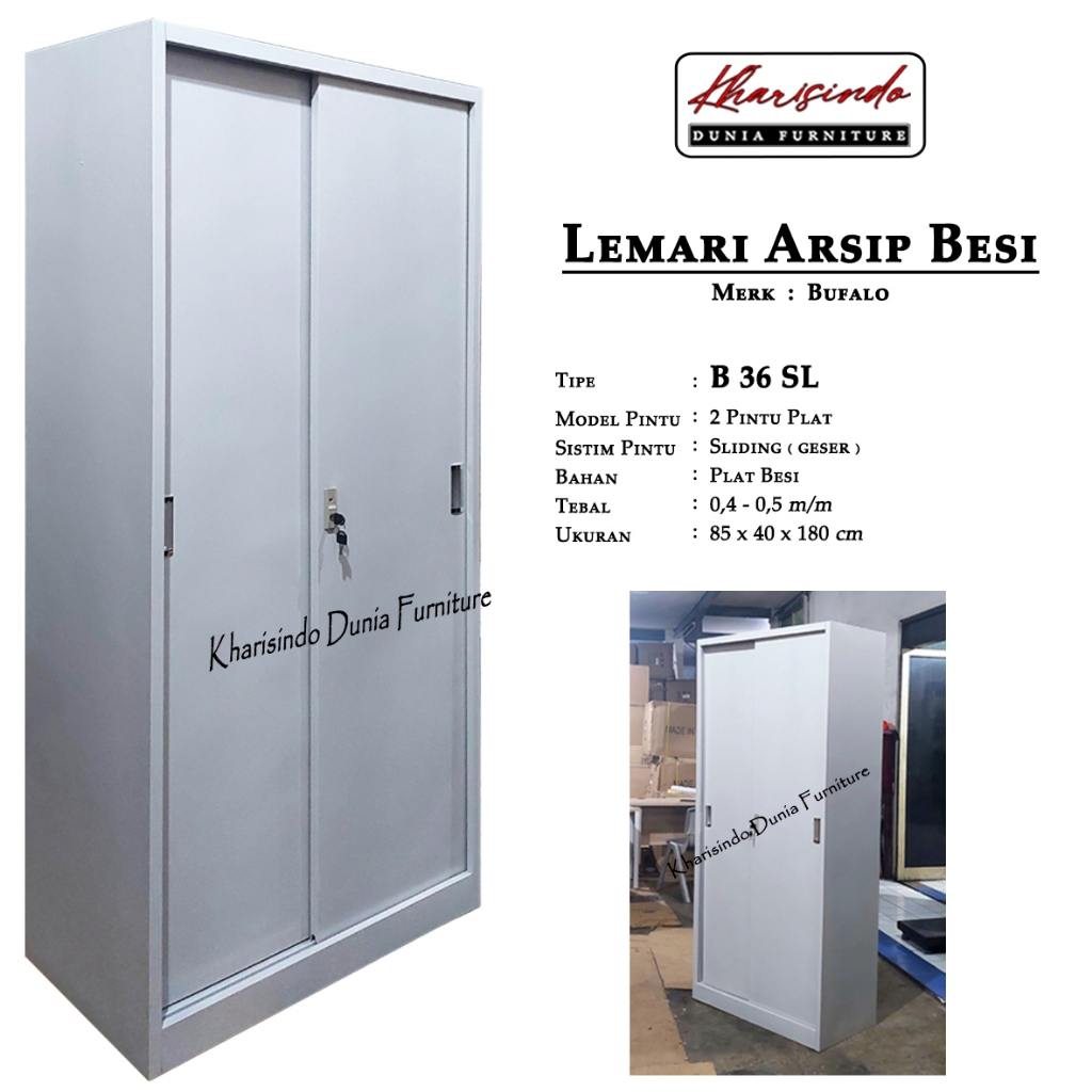 Lemari Arsip Besi - B 36 SL / Lemari Buku Besi / Lemari Serbaguna / Pintu Sliding