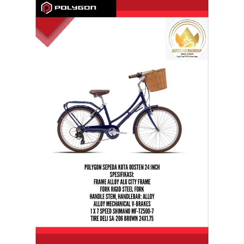 Polygon Oosten 24 inch Sierra Sepeda Keranjang Rotan Vintage City Bike Ready Siap Kirim