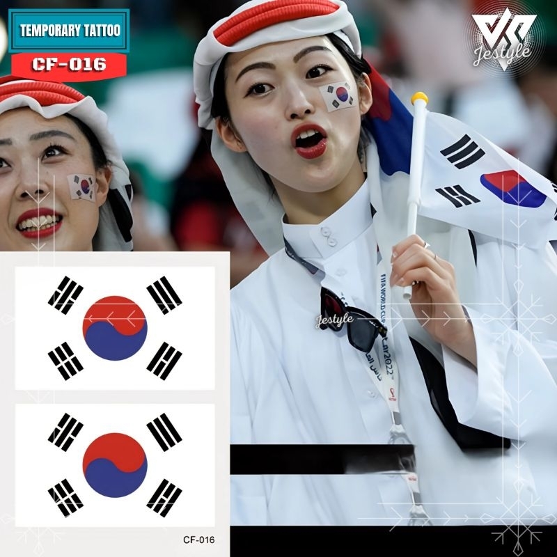 [CF-016] Tato Temporer Temporary Tattoo Bendera Korea Selatan ukuran 6X8CM