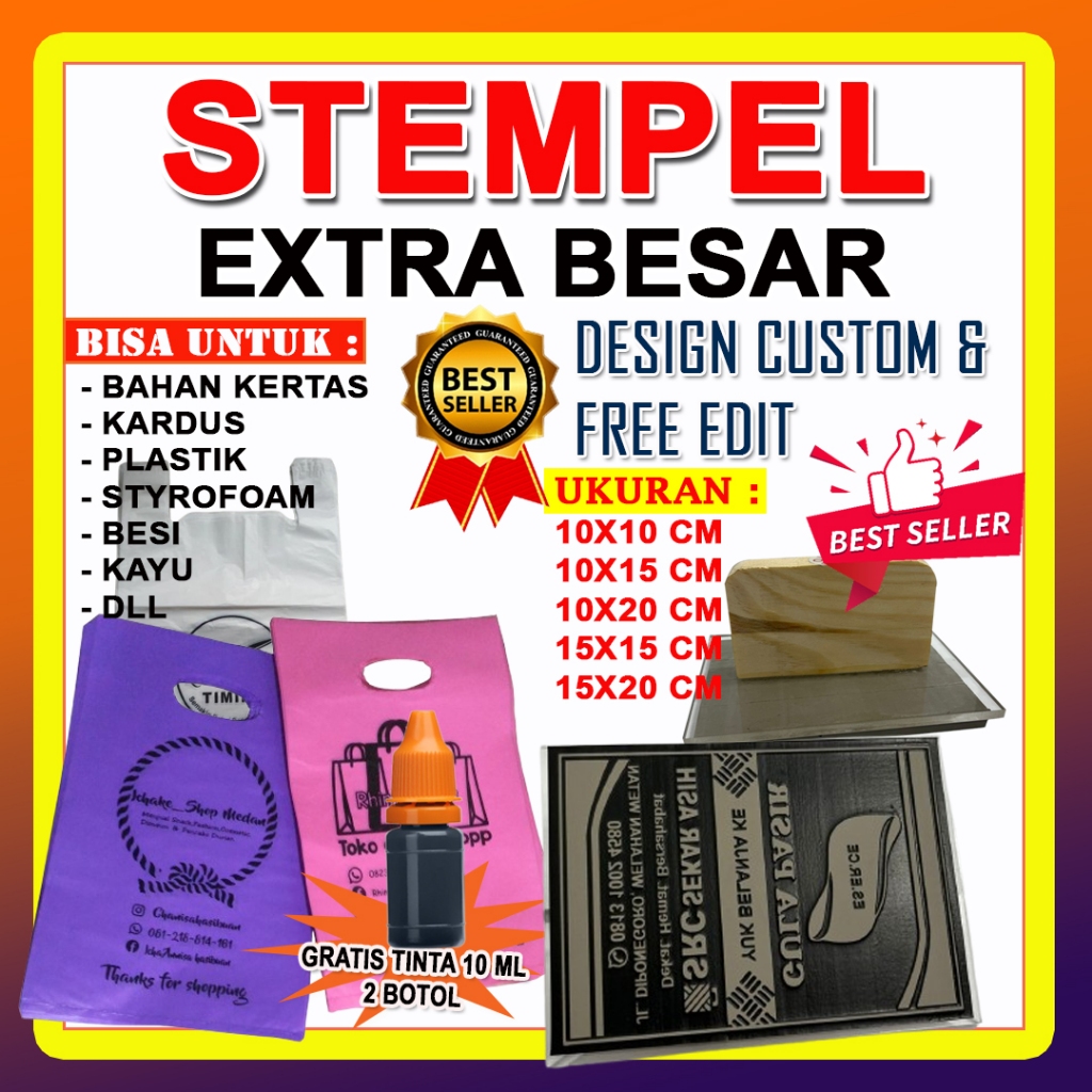 

Stempel Extra Besar Bahan Kertas/Plastik Waterproof, Free Desain