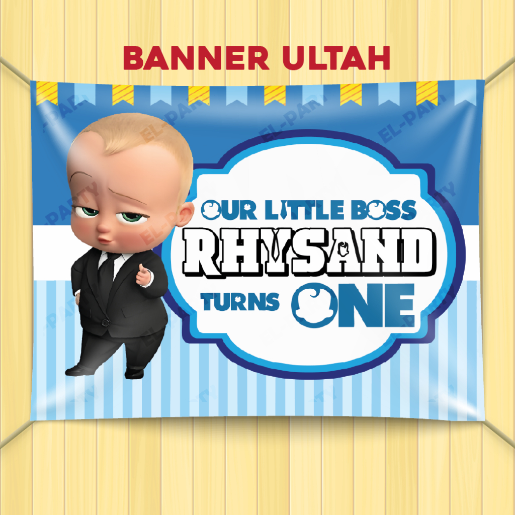 Banner Ulang Tahun Baby Boss Spanduk Custom Nama Dekorasi Pesta Ultah Anak Backdrop Birthday Jumbo