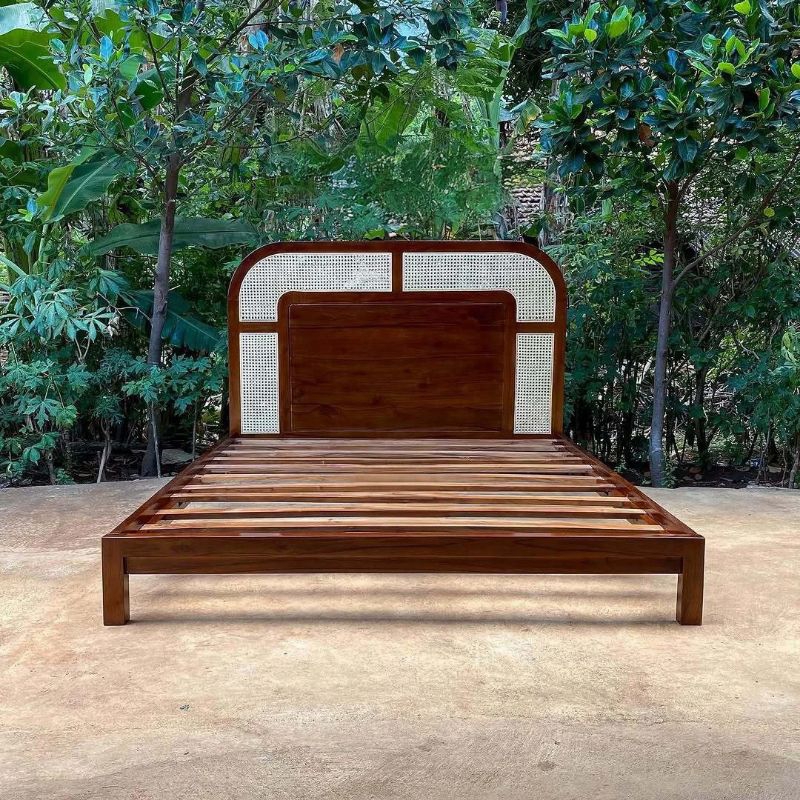 Dipan minimalis kayu jati | Dipan 180x200 | Dipan sandaran rotan