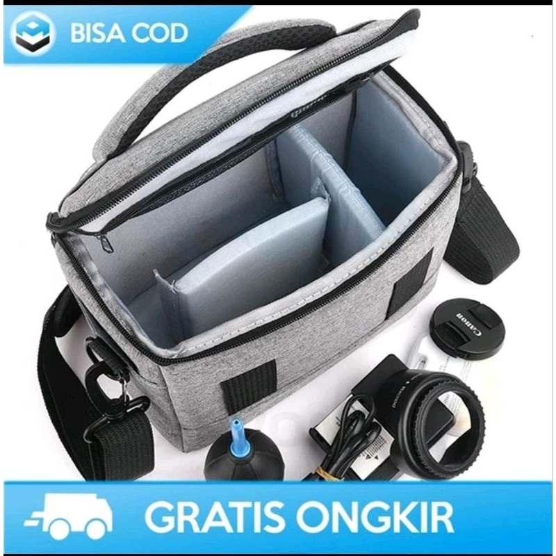 Tas selempang Camera niko original - Tas Camera canon berkualitas Gratis Rain cover