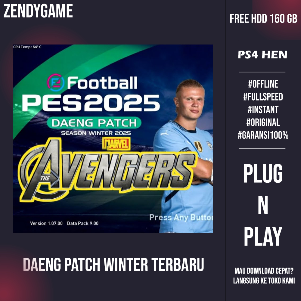 HDD + PES 2025 Daeng Patch Winter PS4 | Game Bola PES Daeng Patch | Bukan FC25 NBA2K25
