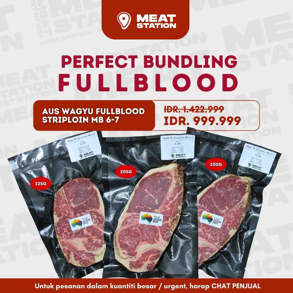

( BUNDLE ) AUS Wagyu Fullblood Striploin MB 6-7 4 pack/ Steak Cut / Steak Import