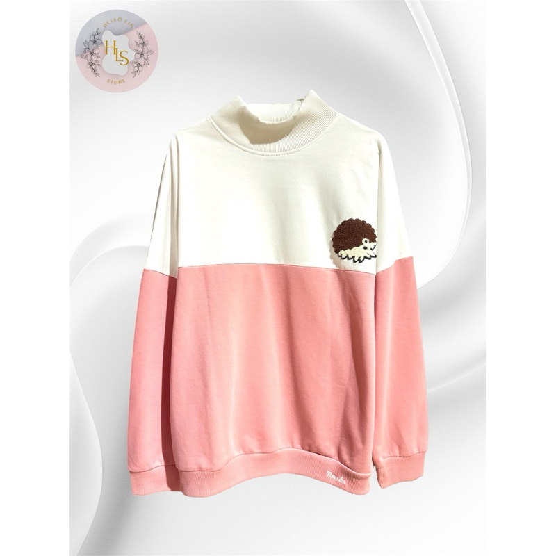 turtleneck sweater pink salem white putih pastel wanita nevada lengan panjang