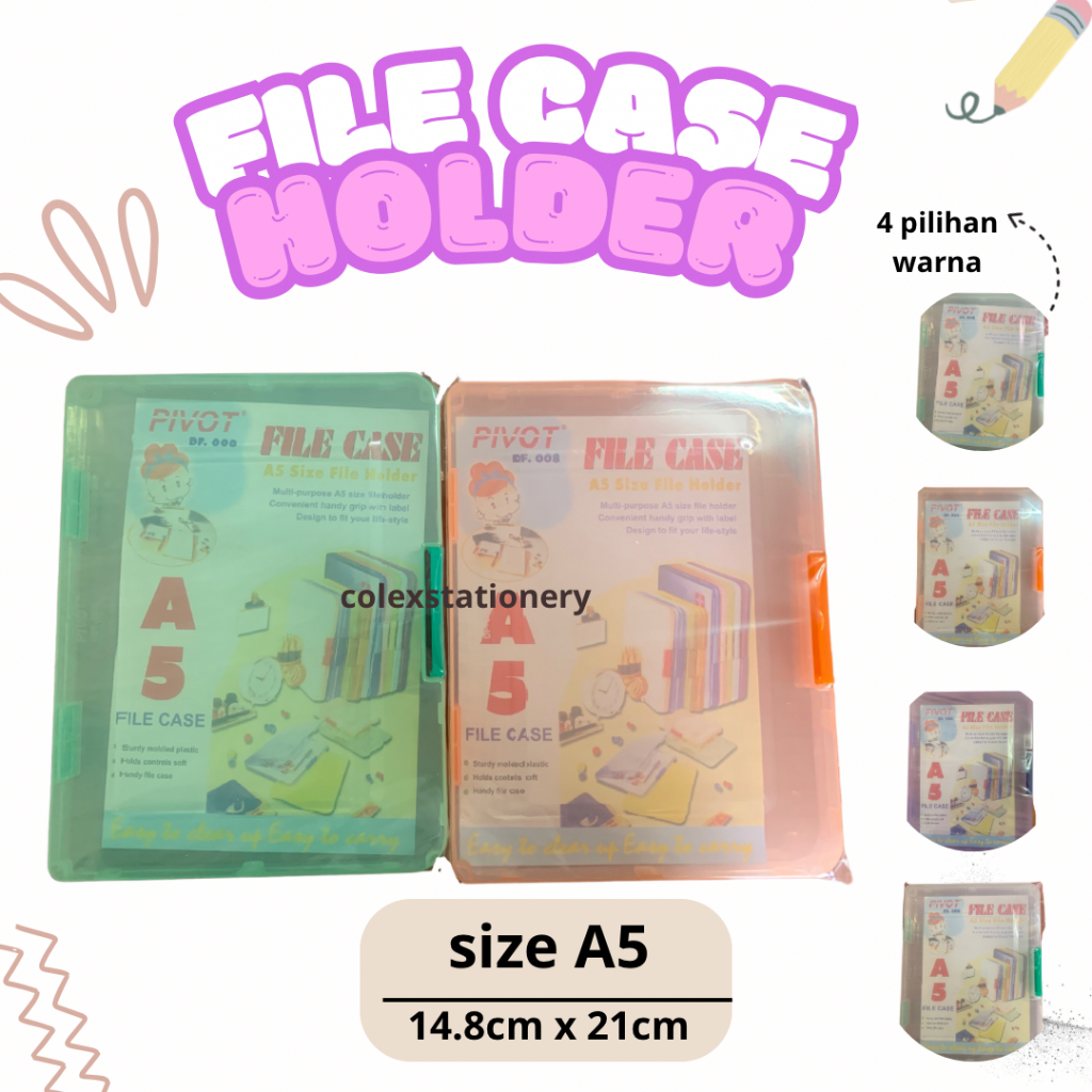 

File Holder Document / File Case Holder Document Ukuran A5 / Handy File Case 4 Warna Pivot DF-008 Murah