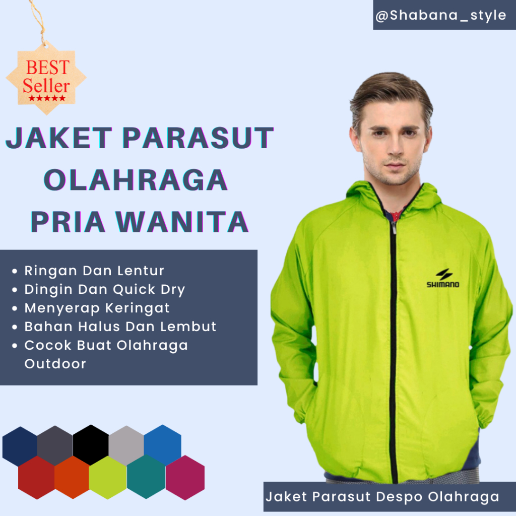 【Terbaru】 Jaket Parasut Pria Wanita | Jaket Olahraga Running | Jaket Olahraga Keren Zipper Waterproo