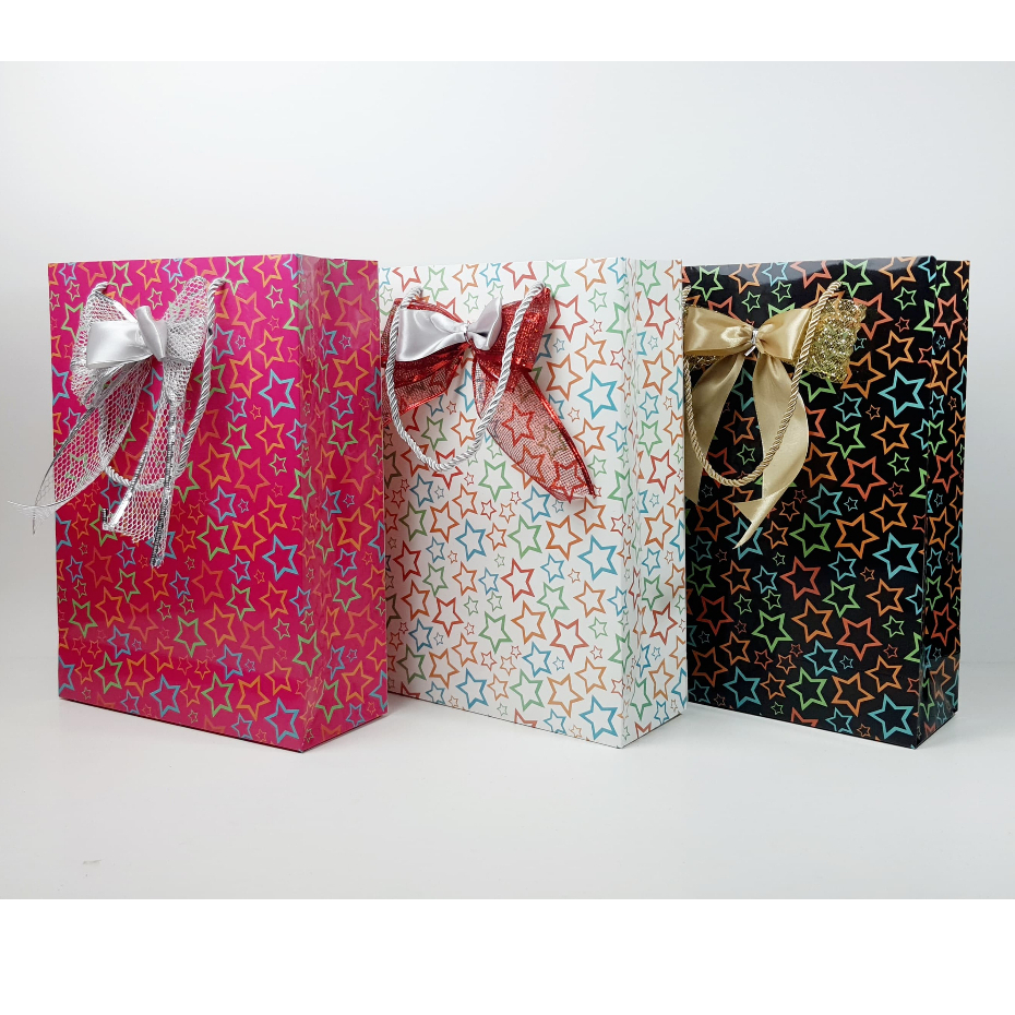 

Paperbag Christmas Colorful Star Uk 26x10x35cm