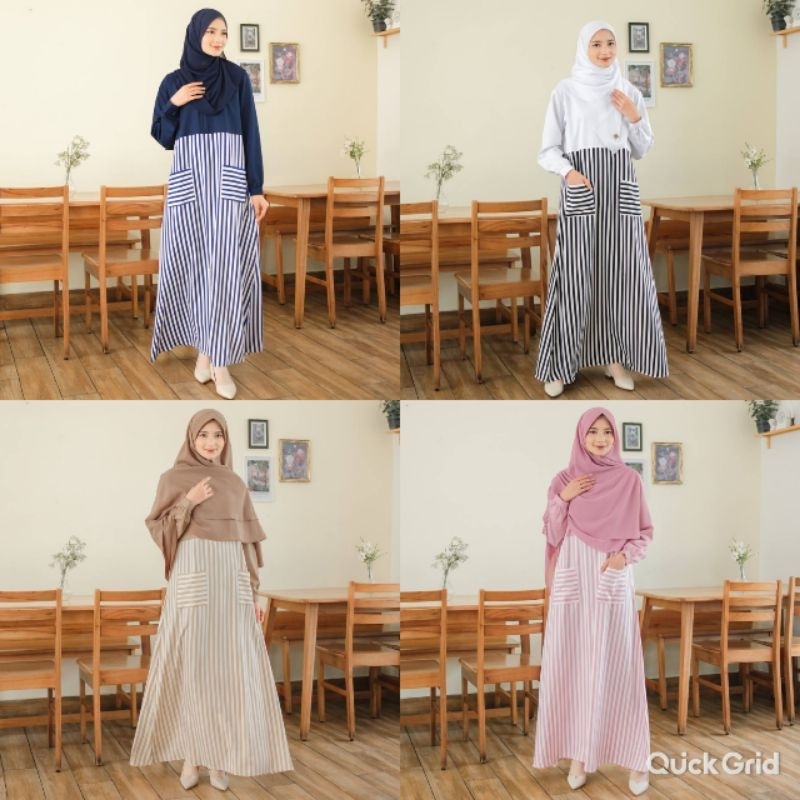 Gamis salur wolpeach katun gamis dewasa motif salur baju muslim dewasa motif salur baju muslim salur
