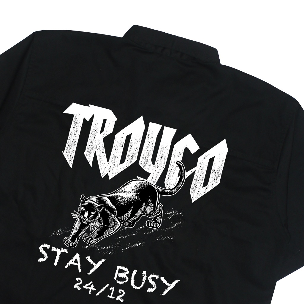 Troy Company Work Shirt Workwear Black Panther - Kemeja Kerja Workshirt Hitam WSP 2979