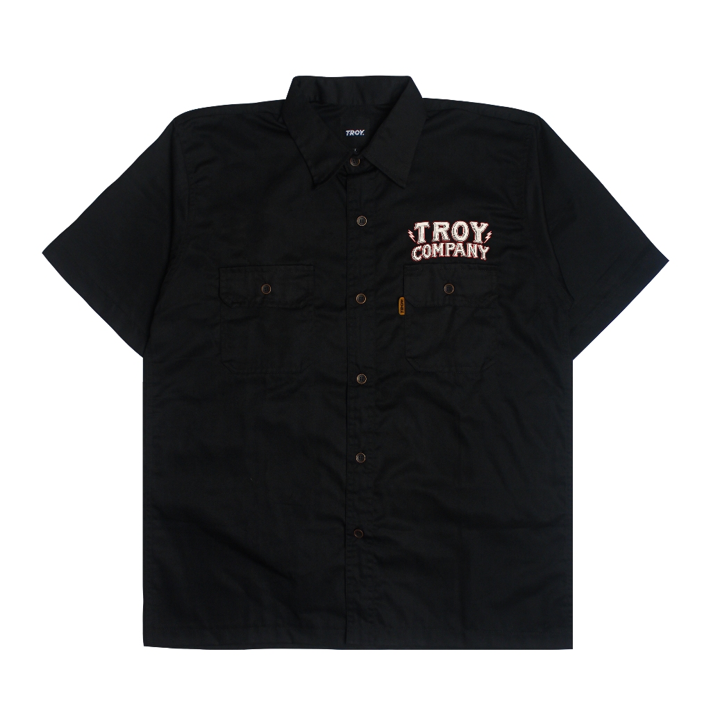 Troy Company Work Shirt Workwear Black Electric Twins - Kemeja Kerja Workshirt Hitam WSP 2980