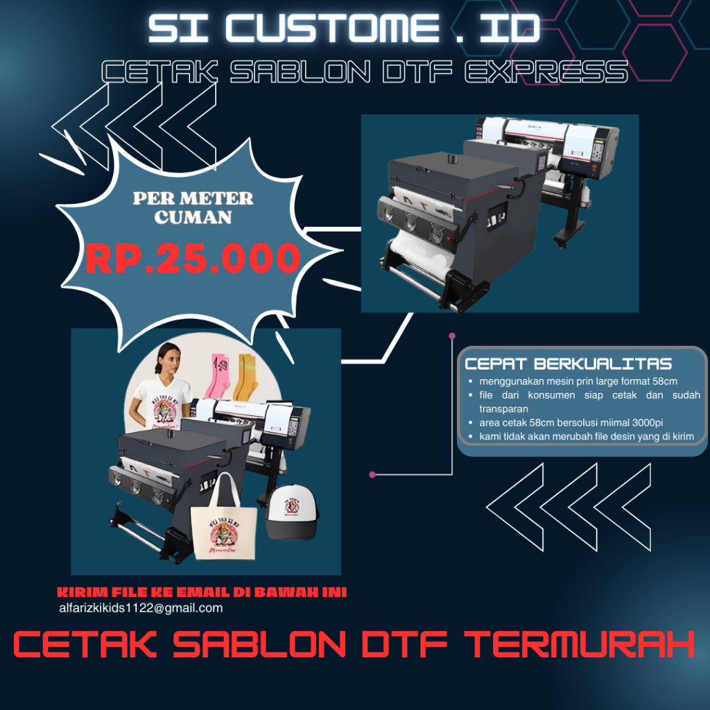 

JASA CETAK DAN SABLON PRINT DTF TERMURAH SIAP PRESS STIKER SABLON DTF