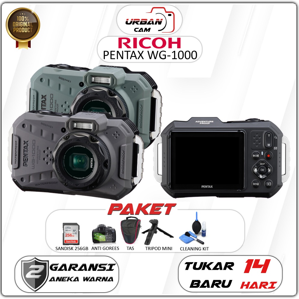PENTAX WG-1000 Kamera Digital Kompak Tahan Air 15m & Tahan Benturan