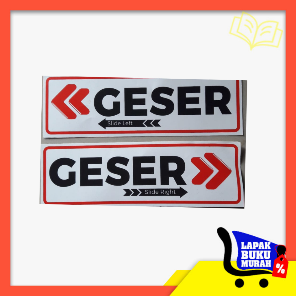 

LBM - Sticker Label Geser Slide Right Stiker Vinyl Pintu Geser Kiri Kanan 5 x 15.5 cm , sepasang